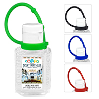 1.0 oz Compact Hand Sanitizer Antibacterial Gel in Flip-Top Squeeze Bottle with Colorful Silicone Leash